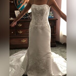 David’s Bridal Wedding Dress - Satin with embroidery and beading